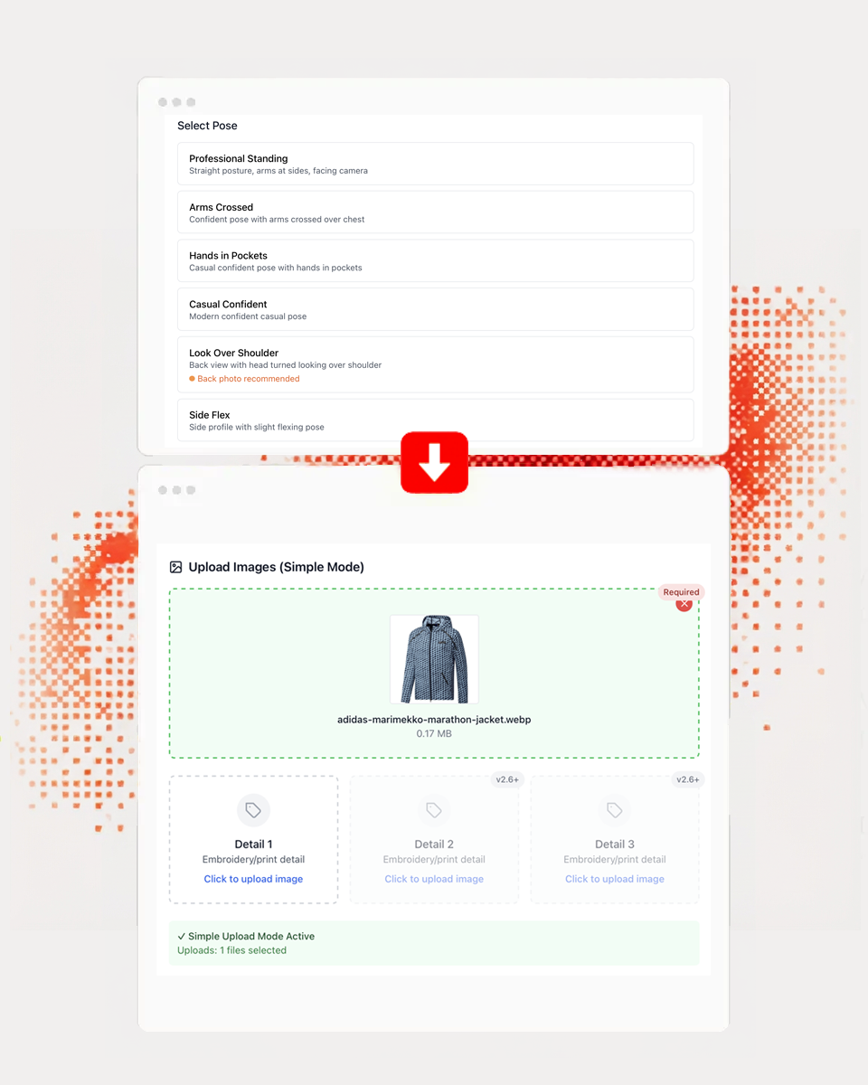 Step 2: Choose Pose & Upload Product